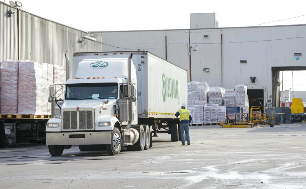 Truck loading at a logistics warehouse