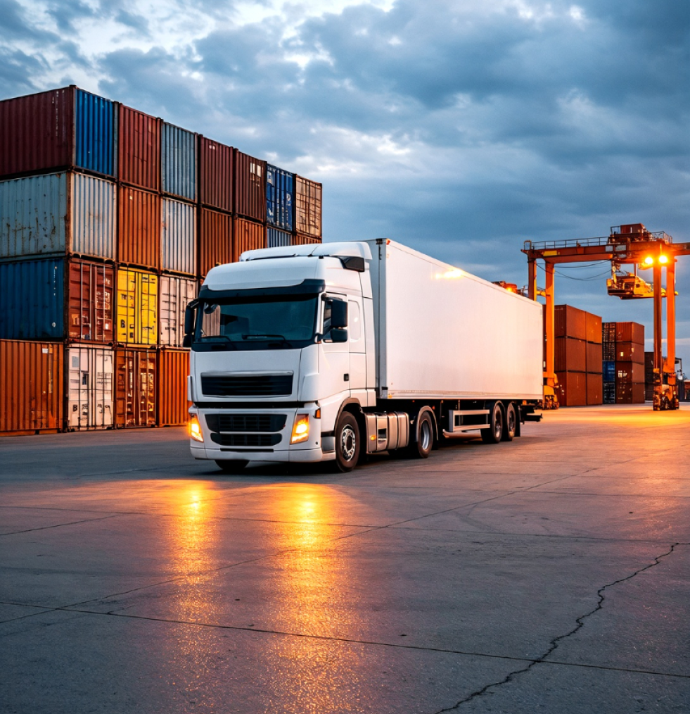 Freight truck at a container yard