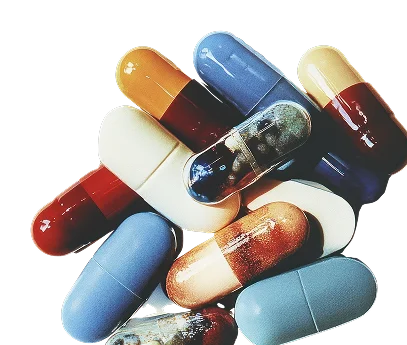Assorted medicine capsules and tablets